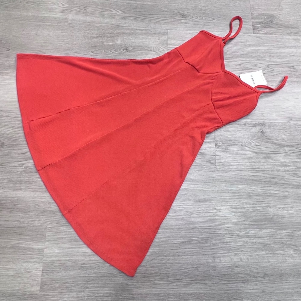Forever 21 Ribbed Knit Fit & Flare Mini Dress Pompeian Red Small NWT 4578380402